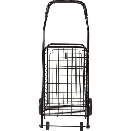 DMI Utility Cart with Wheels to be used for Shopping, Grocery, Laundry and Stair Climber Cart, Weighs 7.5 Pounds but holds up to 90 Pounds, Compact and Foldable, Black