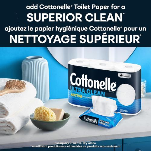 Cottonelle Flushable Wet Wipes for Adults, 1 Flip-Top Pack, 42 Wipes, Alcohol-Free, Plastic Free