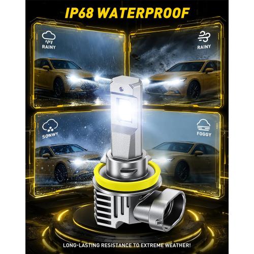 AUXITO H11 LED Bulb 6500K White 84,000LM Mini Size Plug and Play,2PCS