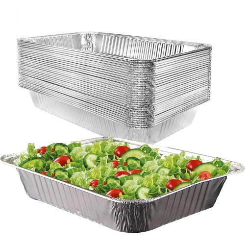 Mistari Deep Foil Pans 21x13 Aluminum Pans Large Disposable Food Containers Extra Heavy Duty Chafing Trays for Baking, Cooking, Heating, Storing, Prepping Food Silver, No Lids (20)