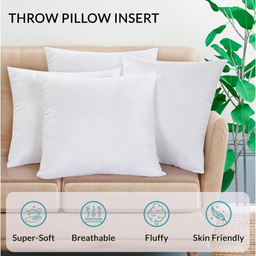 ROYALE LINENS 12 x 12 Pillow Insert - Down Alternative Throw Pillows Insert - Square Pillow Pack of 2 White - Bed & Couch Pillows - Inner Cushion for Bed, Cushion for Living Room - Shams Stuffer