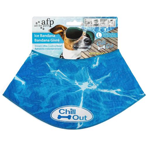 ALL FOR PAWS Dog Cooling Bandana, Cooling Bandanas for Large Dogs, Dog Cooling Neck Wrap, Cooling Scarf for Dogs, Blue Ice Dog Neck Cooler for Summer