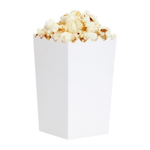 Blue Panda 100 Pack White Popcorn Boxes for Party, Bulk Paper Treat Containers for Movie Night Decorations, 3.3 x 5.5 x 3.5 in