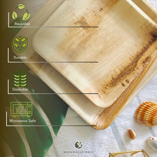 Square 6 inch Bamboo Leaf Plates 50 plates 2pack  one small and one big ‼️