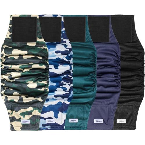 Reusable Dog Diapers Male, Premium Washable Belly Bands for Male Dogs, Pack of 5, High Absorbing Small Male Dog Wraps for Doggie & Puppy in Incontinence or Excitable Urination and Training(XL)