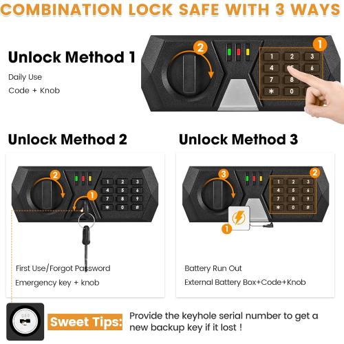 5.5 Cuft Fireproof Safe For Home Documents, Safe Box Fireproof Waterproof, Security Fire Safes Box With Programmable Digital Keypad Keys, Silent Mode, Large Combination Money Safety Box For Jewelry