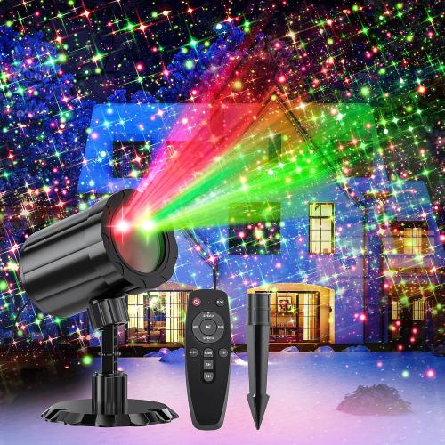 Christmas Projector Lights Outdoor, BINKBANG Red & Green Christmas Light Projector with Remote & Timer, IP65 Waterproof Outdoor Holiday Decoration Light for Party, Yard & Patio