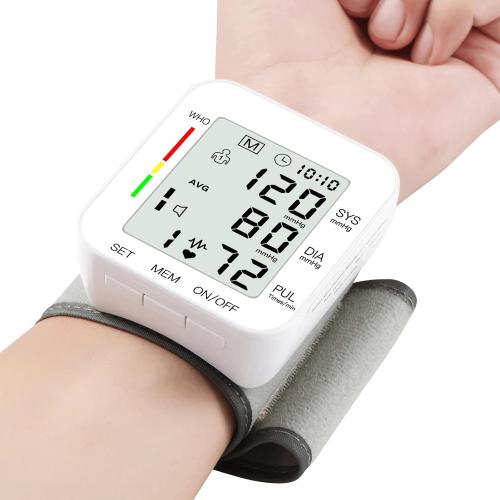 MMIZOO Wrist Blood Pressure Monitor Large LCD Display BP Machine Adjustable Cuff 5.31-7.68 inch Automatic 99x2 Sets Memory with Carrying Case for Home Use (W1681)