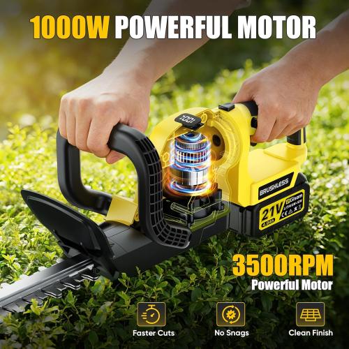 22'' Cordless Hedge Trimmer - 2x4.0AH Batteries & Charger, SK5 Dual-Action Blade Hedge Clippers Handheld, 180° Rotating Handle, 4.1Lbs Electric Hedge Trimmer for Yard/Garden