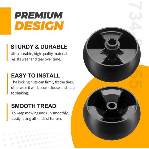 2026 Upgraded 734-04155 Deck Wheel Kit for Cub Cadet Craftsman MTD 734-04155 Troy Bilt 938-3056 Toro 112-0677 Cub Cadet Parts, 2 Pack 5 Mower Deck Wheels Kit with Bolts & Locknuts by Techecook