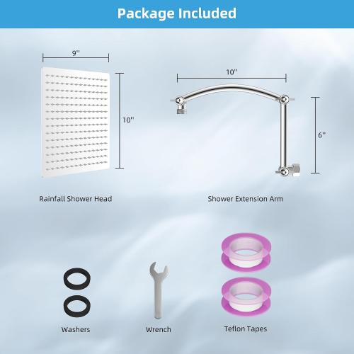 Hibbent All Metal 10'' Rain Shower Head with 16'' Extension Arm, Chrome