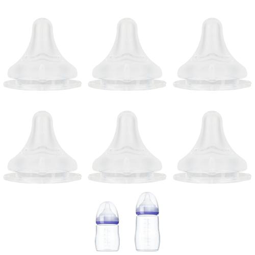 Silicone Nipple for Lansinoh Anti-Colic Baby Bottle, Fast Flow, Size L, 6m , 6 Count