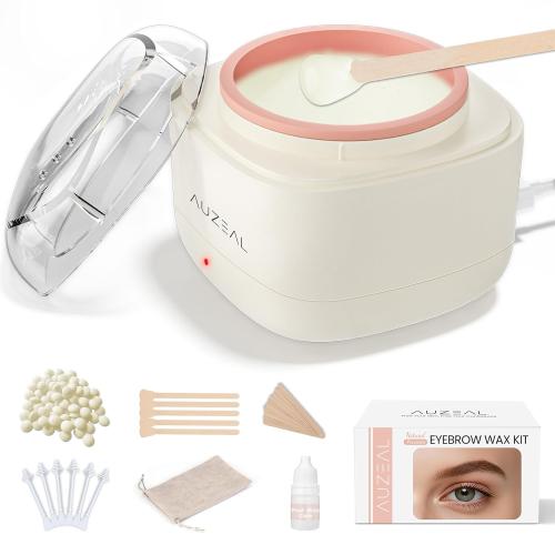 Mini Eyebrow Wax Kit for Women, Wax for Eyebrows Hair Removal, 26 Eye brow Waxing Sticks, 100g Brow Waxing Beads, USB Fast Heat, Smart Constant Temp, Travel or Home Use
