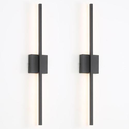 Wall Sconces Set of Two, 28 Inch Dimmable LED Wall Sconce Modern Black Sconces Set of 2 for Bathroom, Living Room, Bedroom, Hardwired 3000K (2 Pack)
