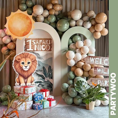 PartyWoo Sage Green Balloons 66pcs 12 Inch Gold White Brown Gold Balloons