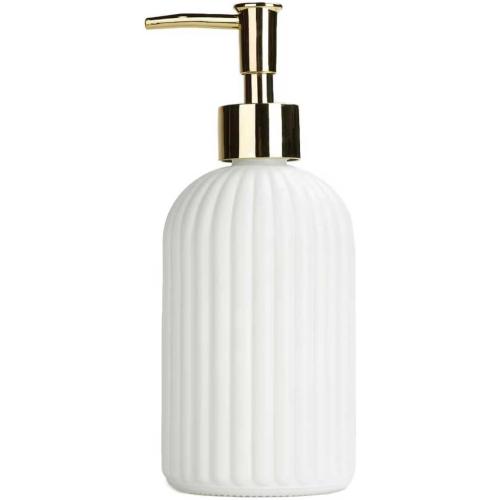 Soap Dispenser 14Oz White Glass Hand Soap Dispenser for Kitchen Countertop