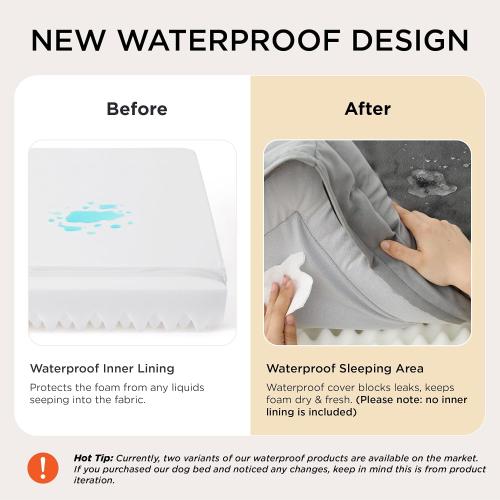 Bedsure Orthopedic Dog Beds Large Sized Dog - Washable Large Dog Cat Bed Waterproof, Comfort Dogs Couch Sofa with Washable Removable Cover, Pet Bed with Nonskid Bottom, Grey, 35