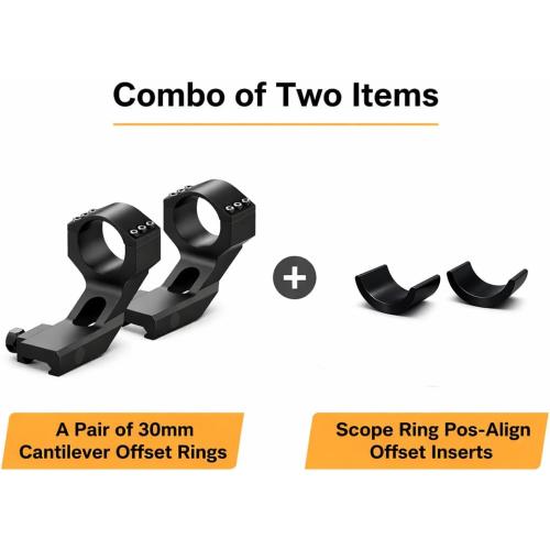 Gotical Mounts Offset Scope Rings for Picatinny Rail System, Flashlight Fixture, Bicycle Clamp, 30mm, 25.4mm, 1.18, 1Inch Diameter
