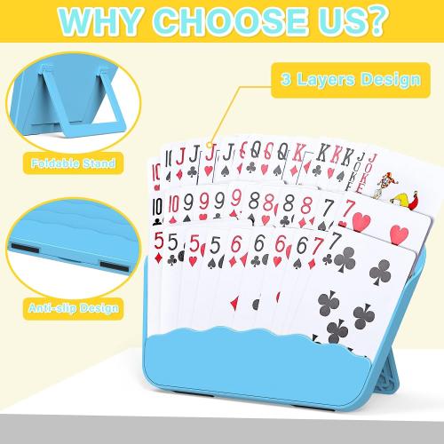 Tenyond Card Holders for Playing Cards - 2 Pack Playing Card Holder w/Foldable Stand for Stocking Stuffer, Travel Games, for Seniors, Little Hand or Arthritis Hand, UNO, Poker, Holidays Game Nights