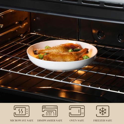 MALACASA 10 Large Pasta Bowls Set of 4, 56 OZ Wide and Shallow Salad Bowls Soup Bowls, Porcelain White Serving Bowls, Kitchen Bowl Plates Pasta Plates, Microwave & Dishwasher Safe, Series REGULAR