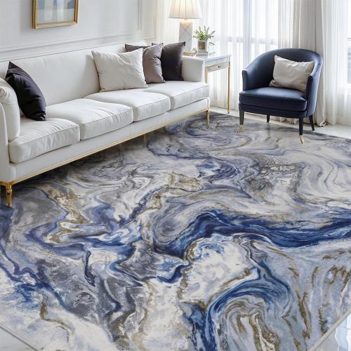 PADOOR Abstract 5'x7' Area Rug, Washable Non-Slip Low Pile, Marble Blue