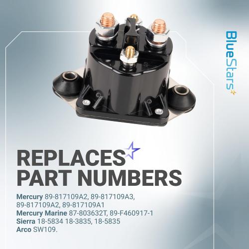 BlueStars 89-817109A3 12V Starter Solenoid Relay - Fits Mercury Outboard