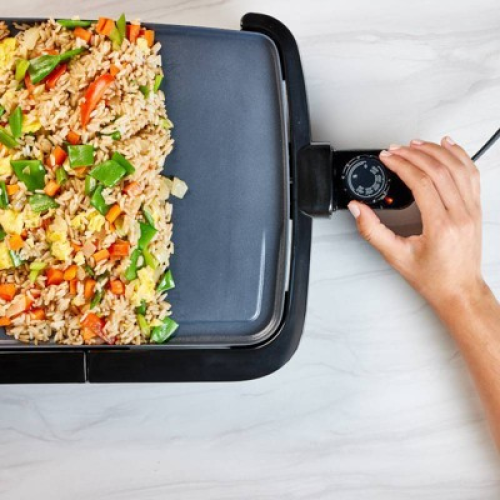 BLACK DECKER 20 Family-Sized Cast Iron Electric Griddle Black: Nonstick, Tabletop, Temperature Control, 1500W