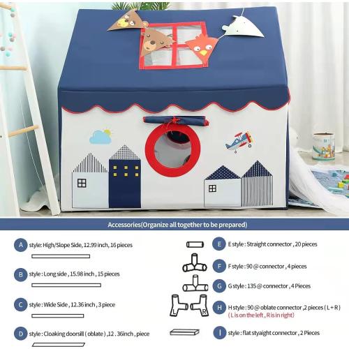 Kids Tents Indoor Playhouses Boys 9.9Ft Star String Lights Blue Tent for Upgraded Large and Longer Curtain with Colorful Accessories Decoration 50.4 x 47.3