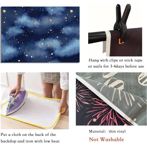 Stars Backdrop Night Sky Backdrop Twinkle Little Star Photography Background Blue Themed Happy 1st Birthday Party Banner Newborn Baby Shower Child Kids Portrait Photo Studio Props 7x5FT Vinyl