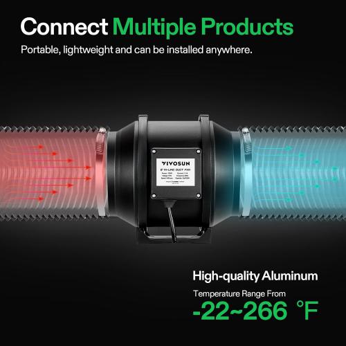 VIVOSUN 6 Inch 8 Feet Flexible Aluminum Ducting with 2 Clamps, Black