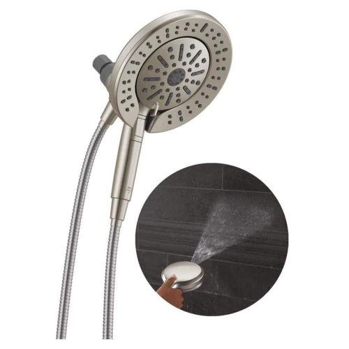 In2ition w/ Cleaning Spray 6-Spray Dual Wall Mount Fixed and Handheld Shower Head 1.75 GPM in Spotshield Brushed Nickel