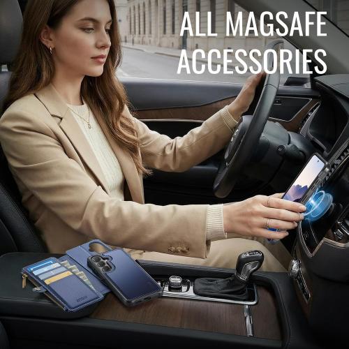 for Galaxy S26 - Phone Case Wallet Magnetic Detachable, Navy Blue