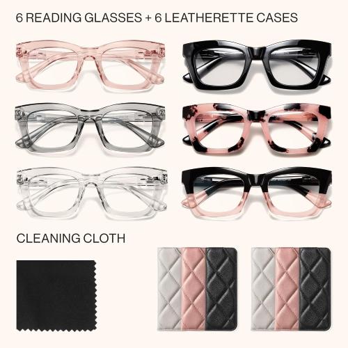CCVOO 1.0 Style Reading Glasses for Women, Stylish Eyeglasses, Blue Light Readers for Women, Cheaters, (A1 Mix)