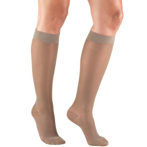 Truform Sheer Compression Stockings, 15-20 mmHg, Women's Knee High Length, 20 Denier Black 3X-Large