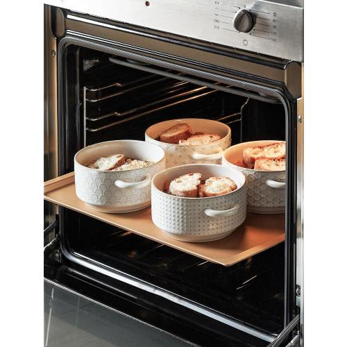 LE TAUCI Soup Bowls with Handles, 20 oz French Onion Soup Crocks, Stackable Soup Bowl Oven Safe for Chili, Beef Stew, Embossment Ceramic Bowl Set - 5.4 Inch, Set of 4, Arctic White