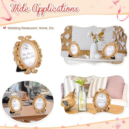 Vicenpal 4 Pcs Gold Mini Vintage Picture Frames Bulk, 3.2 x 4 Inch