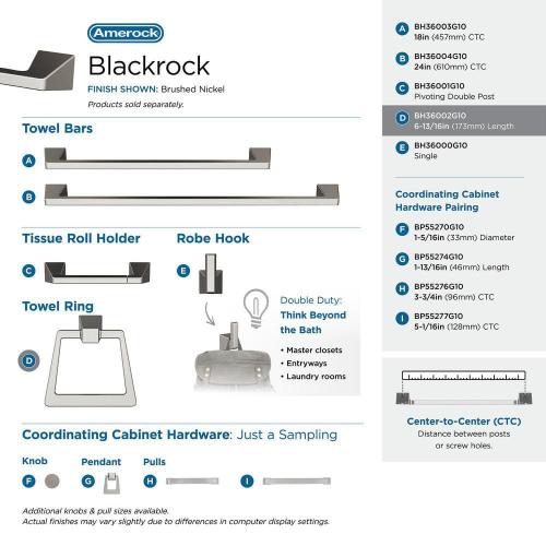 Blackrock 6-13/16 in. (173 mm) L Towel Ring in Brushed Nickel