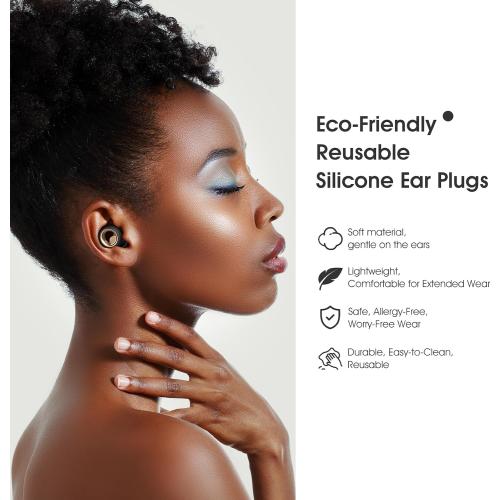 Ear Plugs for Sleeping Noise Cancelling, 60dB Silicone Ear Plugs for Noise Reduction, Reusable Sleeping Earplugs for Snoring, Concert & Shooting Ear Protection with 8 Eartips(Charcoal)