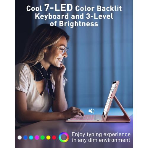 Case Keyboard for iPad A16 11th 10th Generation 11-inch 7 Color Backlit
