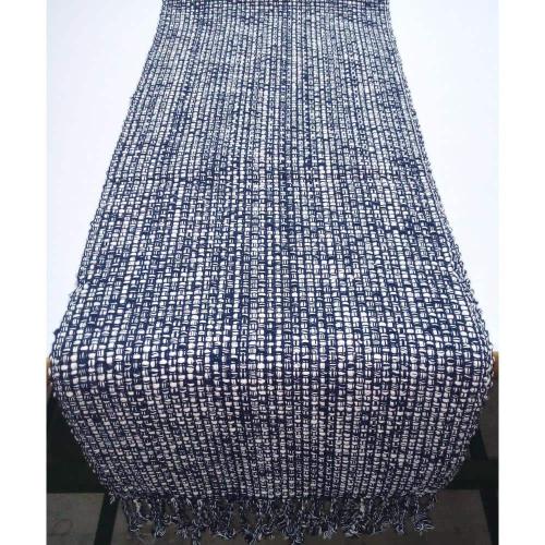 Tone on Tone 100% Cotton Runner 13 in. x 72 in. in Navy Blue