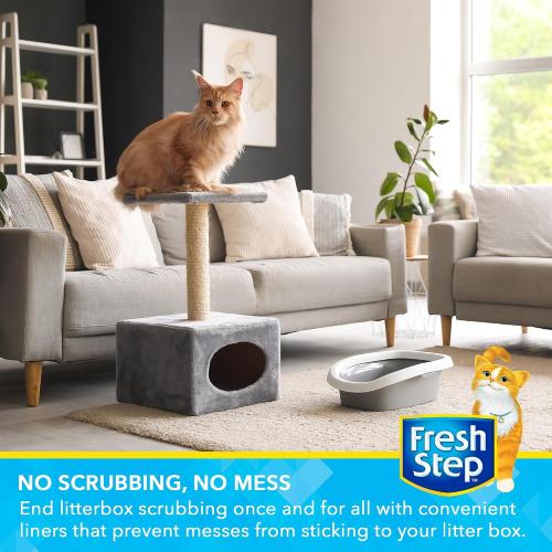 Fresh Step Drawstring Cat Litter Liners, Unscented, 2.5 ft x 17 in, 15 Ct 3 pack