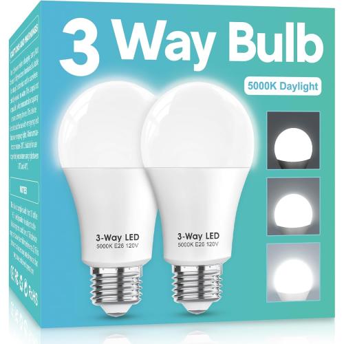 Gonhom 3 Way LED Light Bulbs 50 100 150W Equivalent, Daylight White 5000K