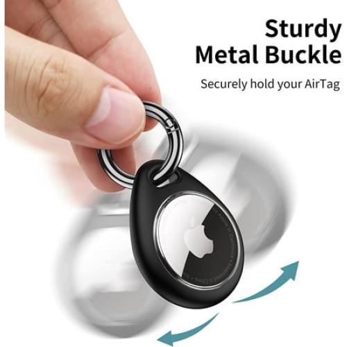 UNBREAKcable 4 Pack AirTag Case Keychain Air Tag Holder TPU AirTags Key Ring Cases Tags Chain Apple Finder Tracker Accessories for Collar Strap/Keys/Bags