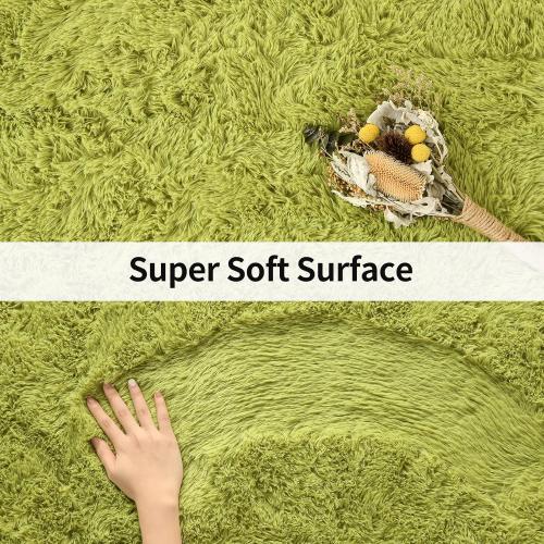 Merelax Modern Soft Fluffy Shaggy Rug for Bedroom Livingroom Small Chair Decor Rugs Feet Floor mats , Non-Slip Plush Furry Fur Area Rugs Comfy Nursery Accent Floor Carpet 2 X 3 Feet, Green