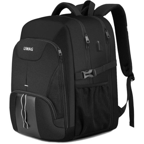 Extra Large Backpack for Men 50L,Water Resistant 17.3 inch Travel Laptop Backpack with USB Charging Port,TSA Friendly Big Business Anti Theft Computer Bag Work College School Bookbags Gifts,Black