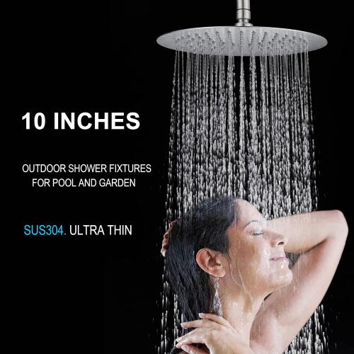 Shower Faucet - Shower Faucets Sets Complete, Shower System - Outdoor Shower Kit/Outdoor Shower Enclosure/Outdoor Shower Fixtures W/ SS304 Shower Head & Handheld High Pressure, Brushed Nickel