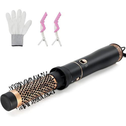 Round Hair Blow Dryer Brush - 1.2 Inch Ceramic Barrel Hair Dryer Brush for Short/Middle Hair, One Step Drying, Volumizing, Straightening and Styling, Negative Ionic Dryer Brush (Black-Golden, 1.2)