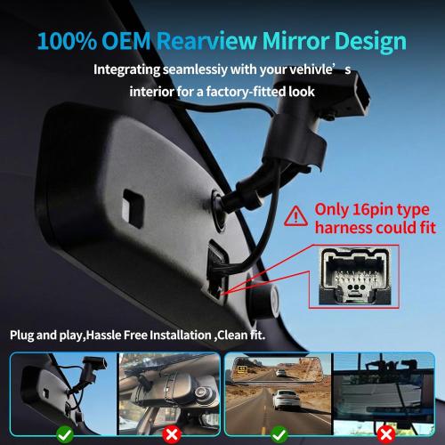 KCV 4K Rear Mirror Dash Cam for Ford F150 F250 F350 (2009-2025 with 16pin Auto dimming), Front 4K   Rear 1080P Camera, Integrated Replacement OEM Look, Plug & Play, Free 64GB Card