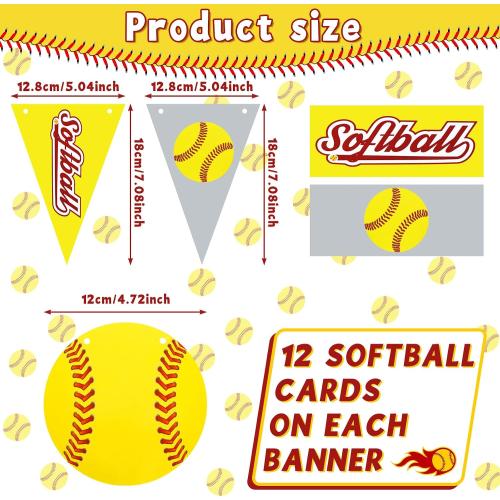 Tinlade 4 Pcs Softball Party Banners Bunting Garland Sports, Bright Style