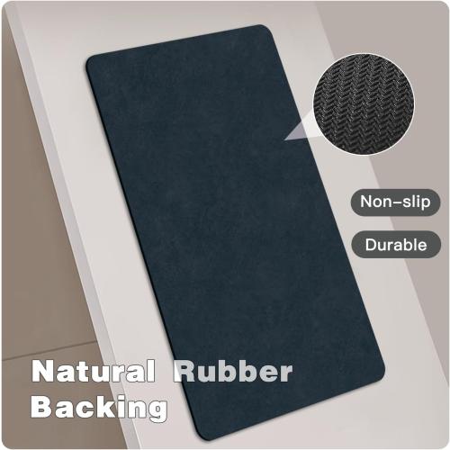 TYUU Toilet Rug, Thin Toilet Rugs U Shaped Washable Non Slip Absorbent Quick Dry Low Pile Toilet Mat, 20x24 U Shape Navy Blue
